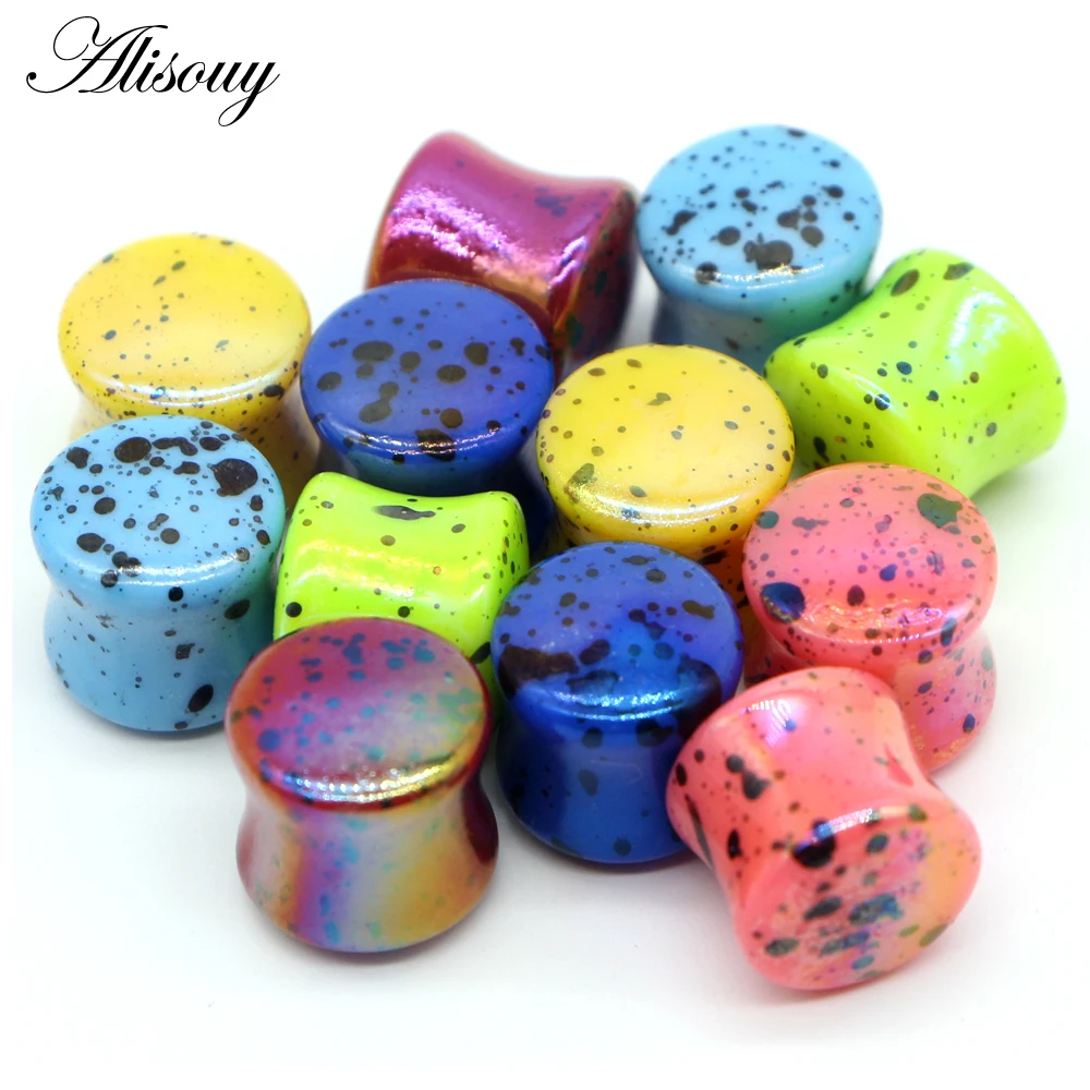 Alisouy 1 Pair Ear expansions Acrylic Double Flared Saddle Ear Tunnels Plug Body Piercing Jewelry gauges 4-20MM Ear plugs