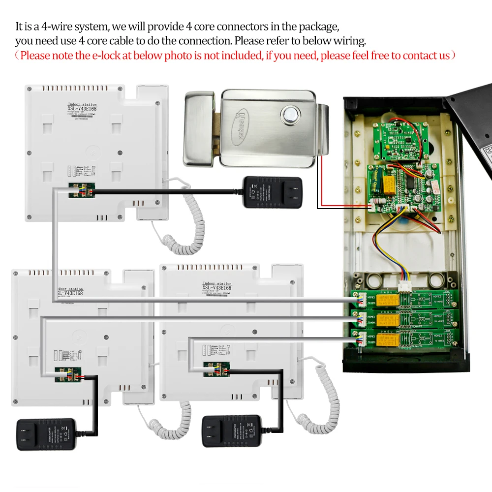 Imagem -06 - Sistema de Vídeo com Tela Tft de 4.3 Polegadas Campainha com Fio para Monitoramento de Casa e de Apartamentos Câmera de Visão Noturna com ir Tvl