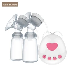 Realbubee microcomputador inteligente dupla elétrica bombas de mama bateria de lítio bomba de mama com garrafa de leite para mães