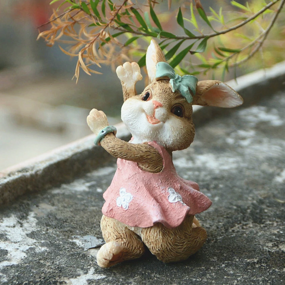 Cute Easter Rabbit Desk Decoration Fairy Garden Bunny Animal Figurine Home Landscape Moss Lawn Decor Valentine\'s Day gift