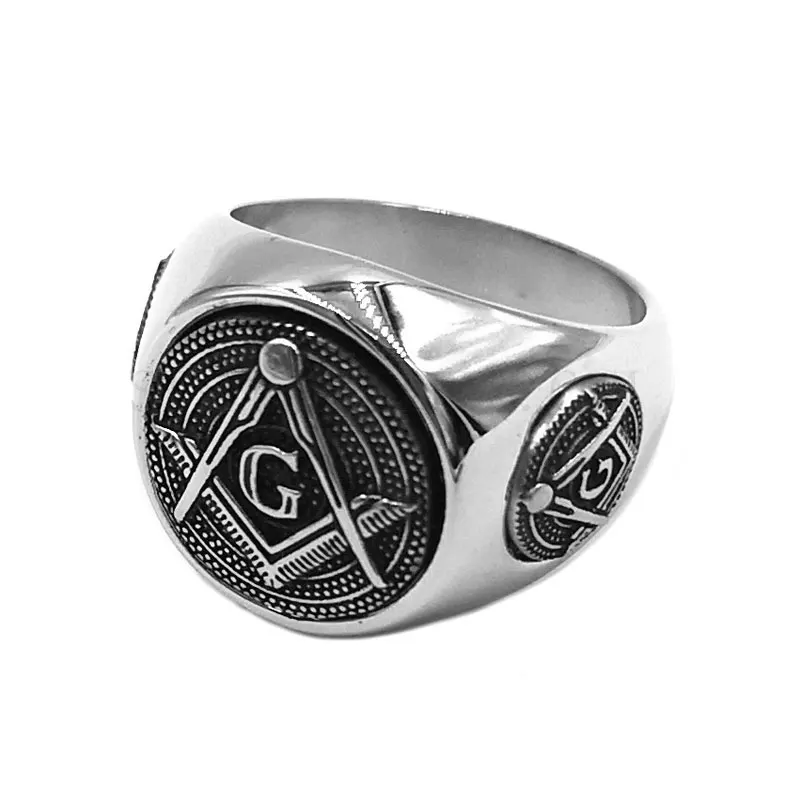 Classic Masonic Ring Stainless Steel Classic Freemasonry Compass  Masonic Motor Biker Ring Mens Women Ring SWR0831