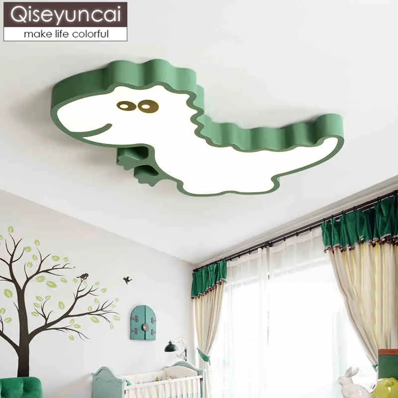 Qiseyuncai Nordic modern minimalist cartoon dinosaur child bedroom LED ceiling lamp male girl kindergarten room lamp