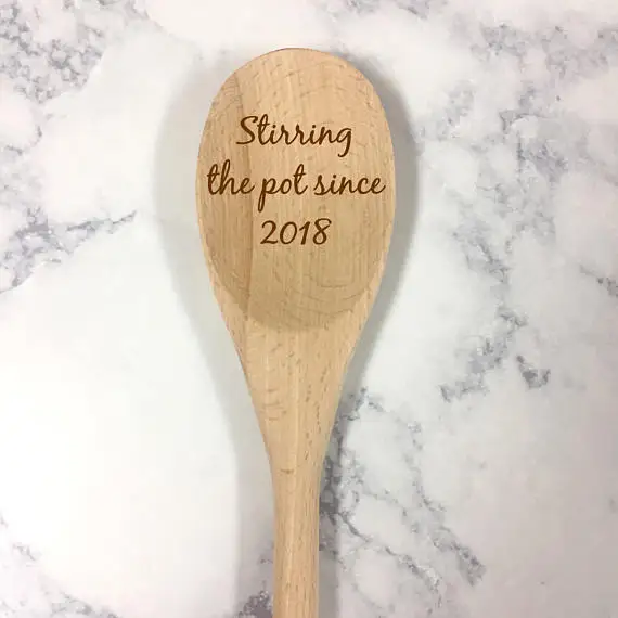 custom Stirring the Pot engraved bridal shower Wedding Wooden kitchen chilli spoons Housewarming Newlywed Gifts party favors