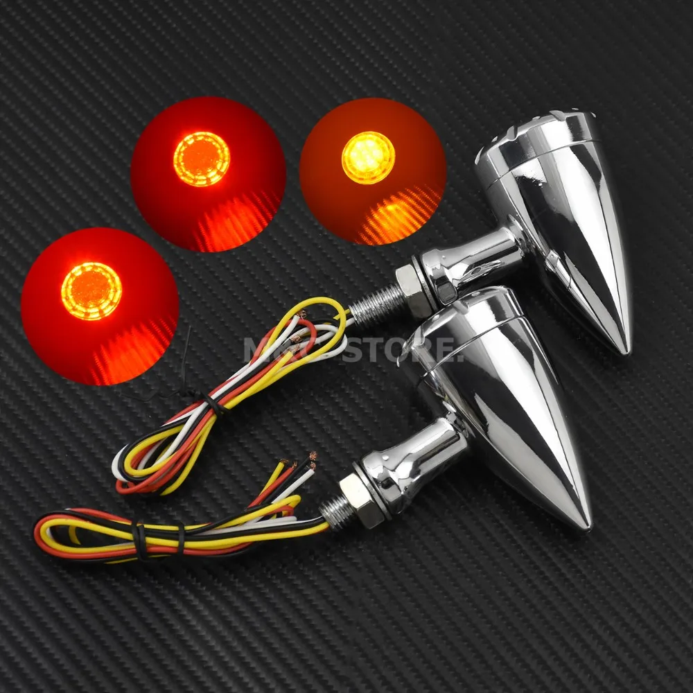 Luces de señal de giro universales para motocicleta Cafe Racer luz indicadora de freno ámbar para Harley Dyna Chopper Cruiser Bobber para Honda