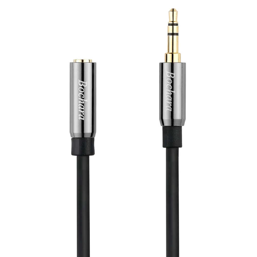 Bochara 1/8 \'\'3.5mm złącze Stereo przedłużacz męski na żeński OFC Audio ekranowany pozłacany 1.8m 3m 5m 10m 15m 20m