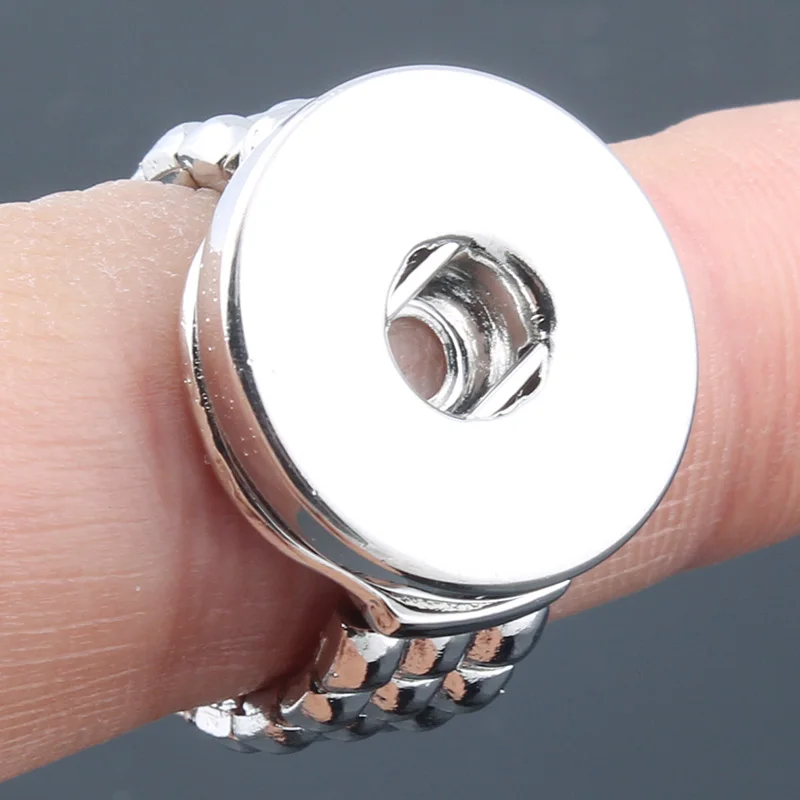 10PCS Wholesale Elastic Snap Ring Jewelry DIY 18mm Metal Snaps Button Ring For Women Fashion Jewelry