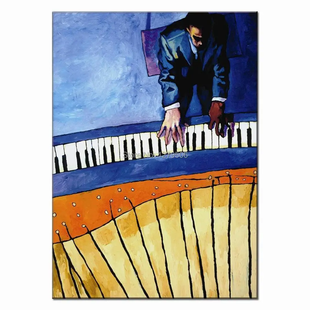 Handmade Abstract oil Painting On Canvas Pianist Playing Piano wall picture for Living Room Wall Art  large Canvas Oil Painting