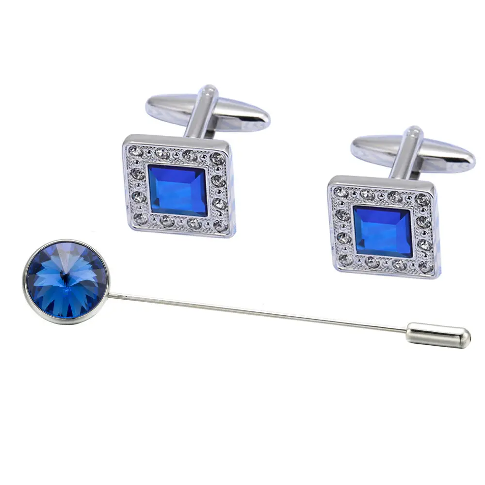 VAGULA Designer Cufflink Brooch pin 3 Pcs Set Brass Cuff links collar pin Men Jewelry 725