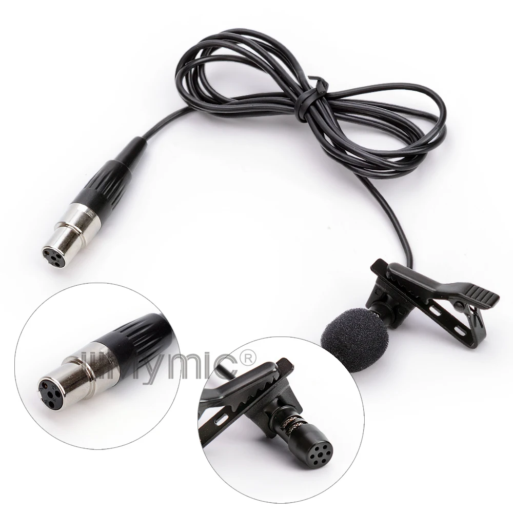 Professional Lavalier Lapel Tie Clip Condenser Microphone Mic For Shure Wireless BodyPack Transmitter 4 Pin XLR TA4F 1.2 Meters