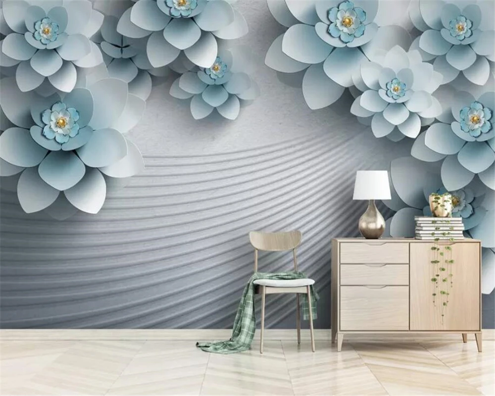 

beibehang photo Wall Sticker Wallpaper modern Style Embossed abstract floral romantic background wall wallpaper home decor