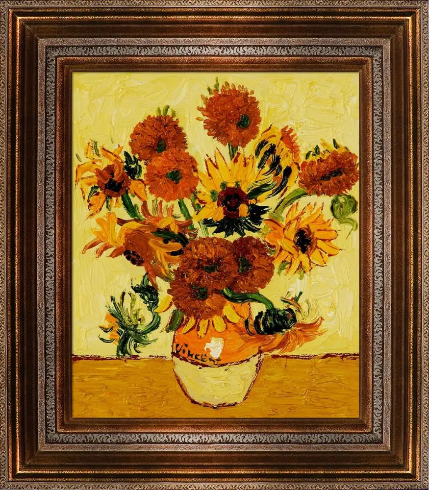 Vase with Fifteen Sunflowers by Vincent Van Gogh Flower Oil Painting Reproduction for Kitchen,Bathroom,Handmade,Impressionist