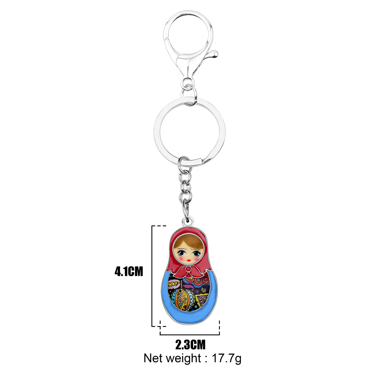 WEVENI Enamel Alloy Matryoshka Russian Dolls Key Chain Keychain Ring Cartoon Souvenir Gift Jewelry For Women Girl Bag Car Charms