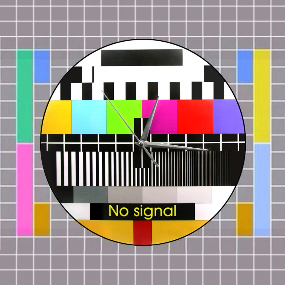 I Love TV Retro TV Test Wall Clock Adjustment Signal Home Decor Wall Art Funky TV Glitch Error Screen Test Rainbow Vintage Clock