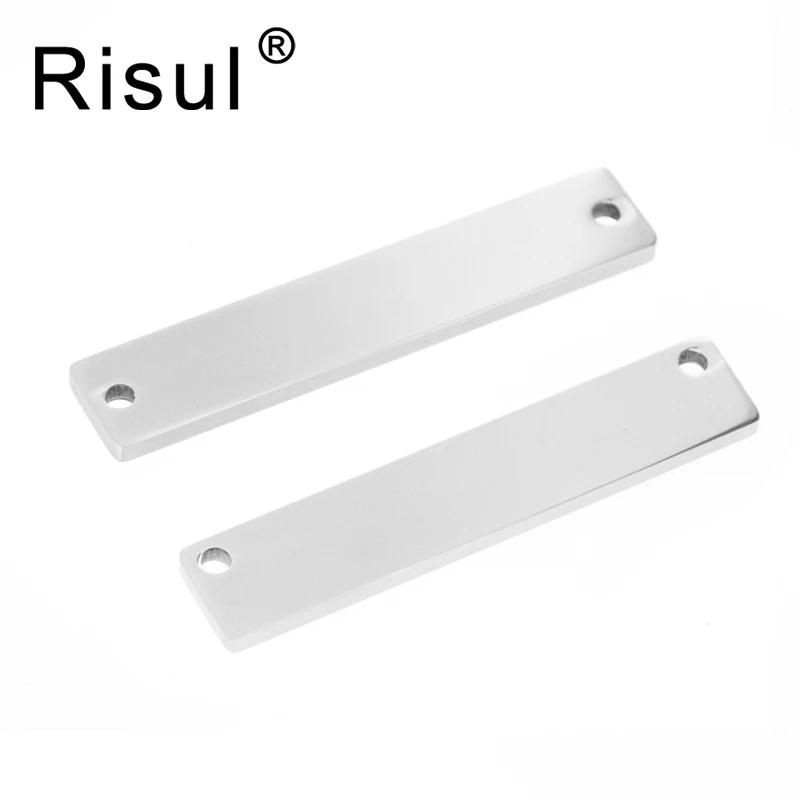 

Risul stainless steel Women Blank horizontal Bar Pendant Necklace mantra Bar both sides mirror polish Pendants wholesale 50pcs