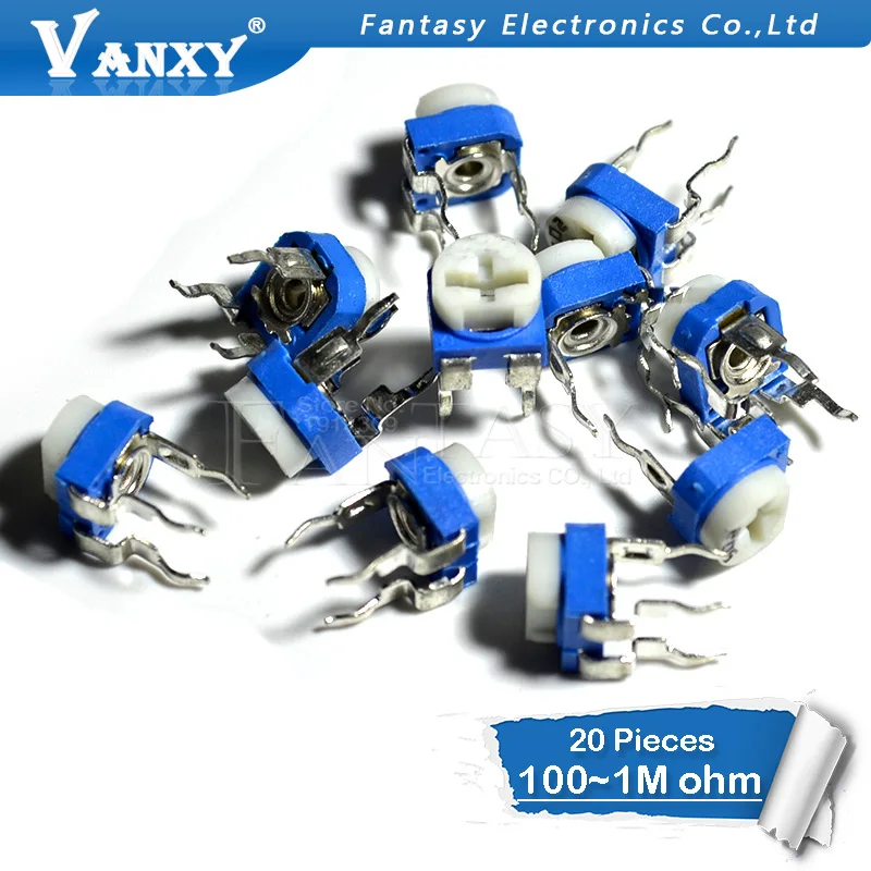 20pcs RM065 RM-065 100 200 500 1K 2K 5K 10K 20K 50K 100K 200K 500K 1M ohm 100R 200R 500R Potentiometer variable resistor