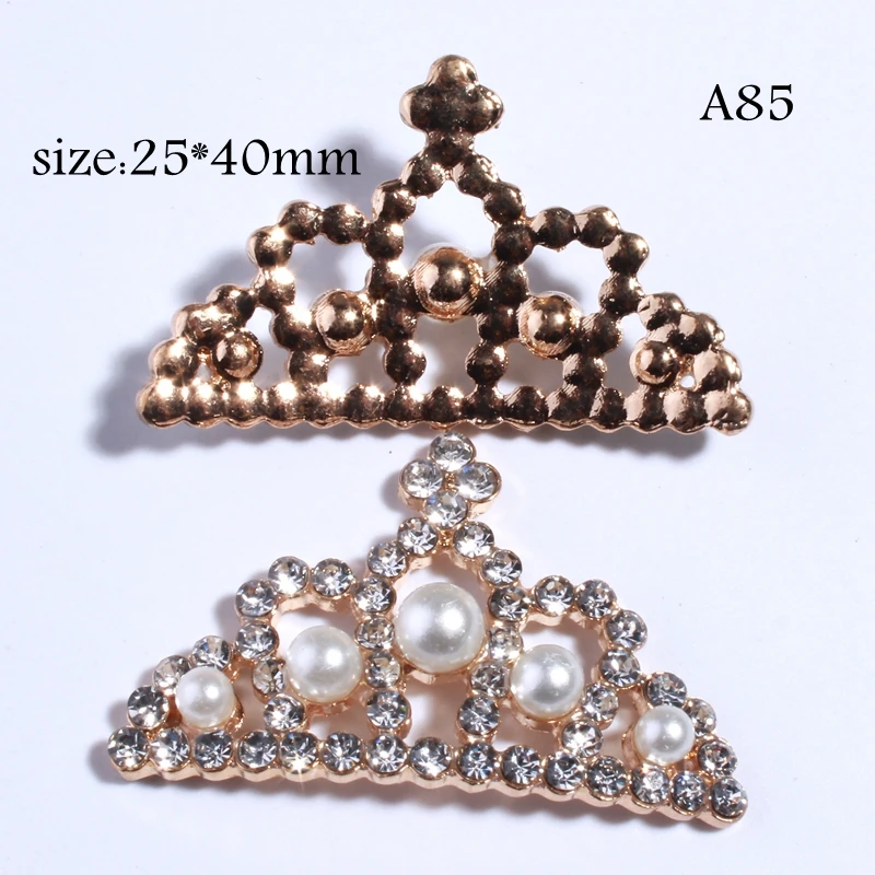 10PC Fashion Clear Crystal Rhinestone Buttons With Ivory Color For Wedding Invitation Crown Snow Shape Button For Cloth Decorate