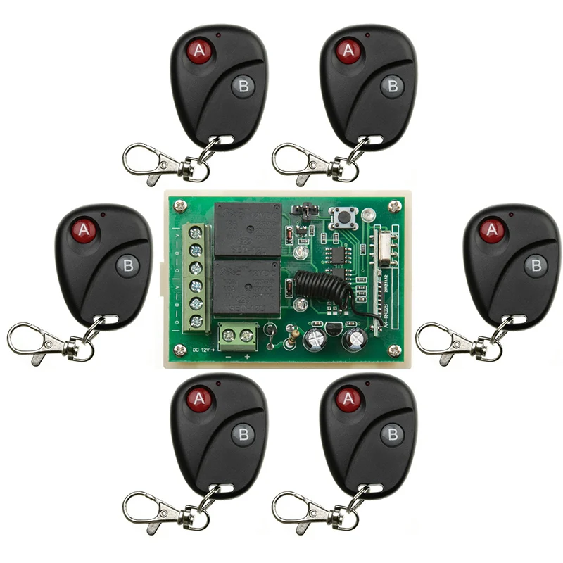

DC12V 2CH RF Wireless Remote Control System teleswitch 6transmitter +1 receiver universal gate remote control /radio receiver