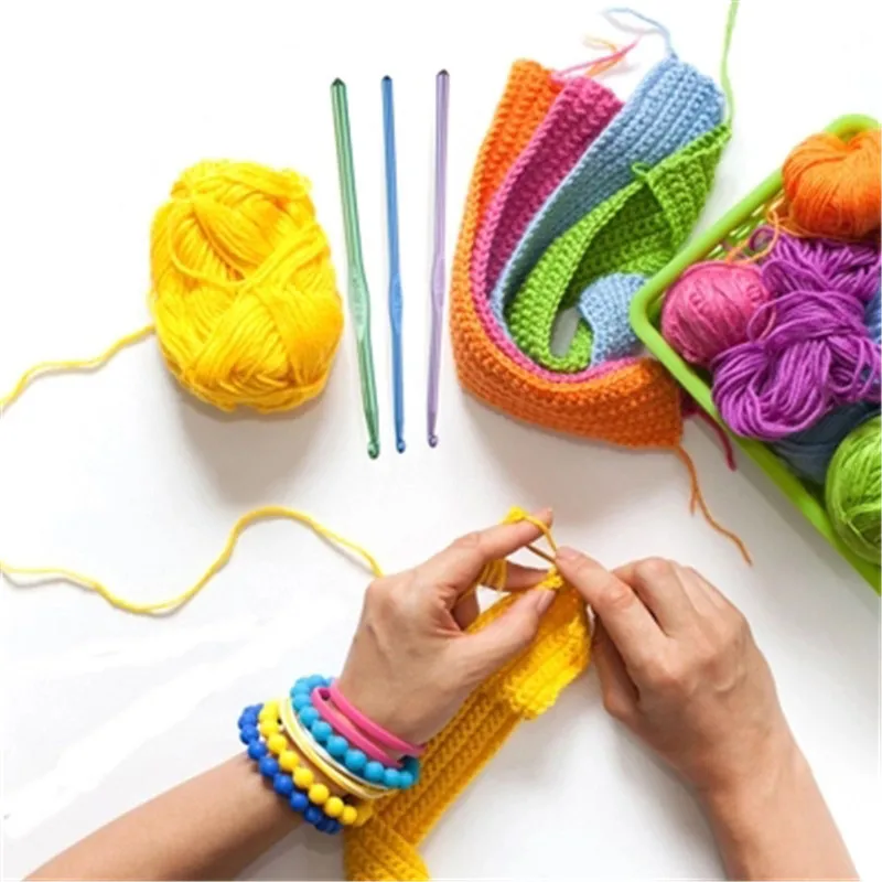 KOKNIT 1 szt. Aluminiowe szydełko Multicolor mieszane 2-10mm igły dziewiarskie hak DIY Craft przędza igła do szycia na prezent dla mamy — zdjęcie 3
