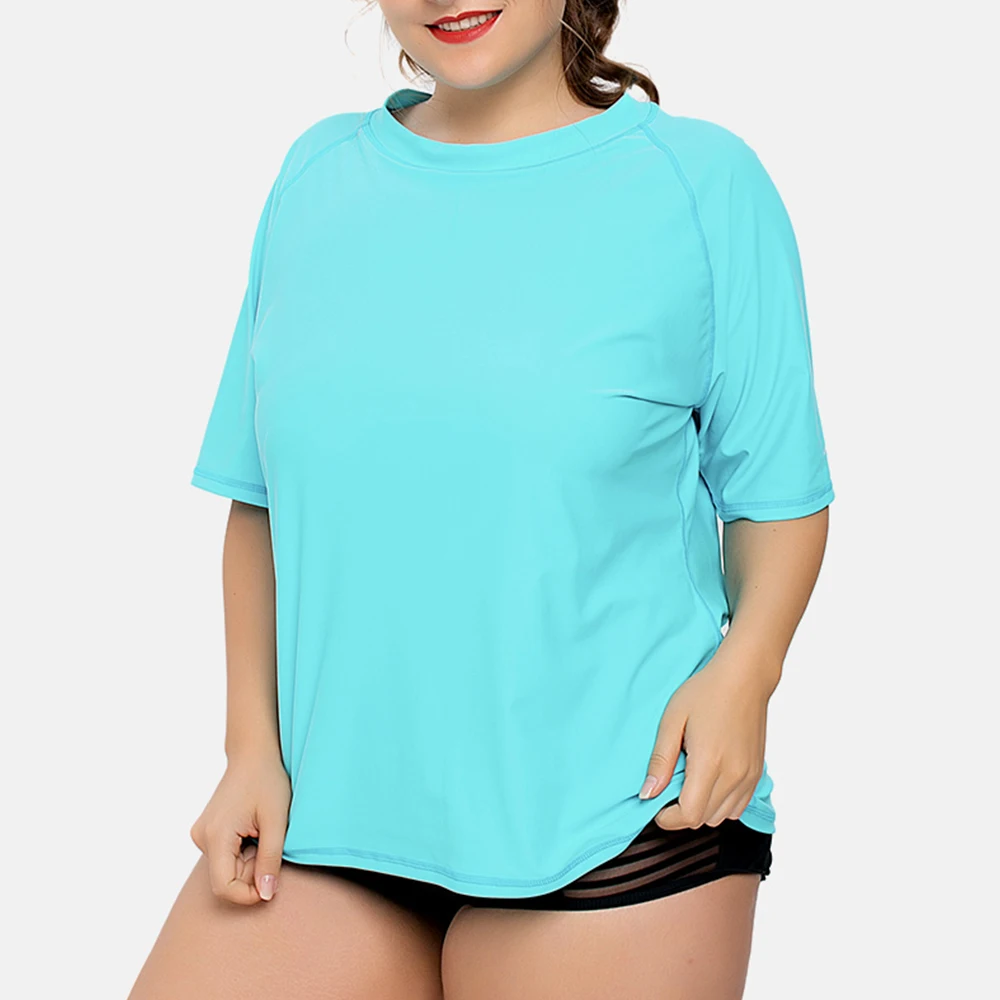 Charmleaks-maiô Rashguard de manga curta para mulheres, maiô UPF 50 plus size, proteção UV, roupa de praia Rash Guard