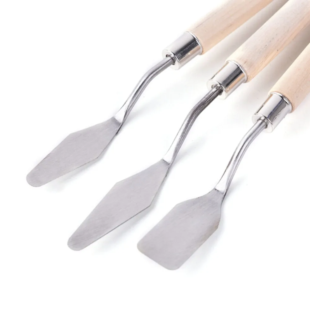 3Pcs Painting Palette Knife Spatula Mixing Paint Stainless Steel Art Supplies Arte Groups Drawing Oils Set Watercolor Tools