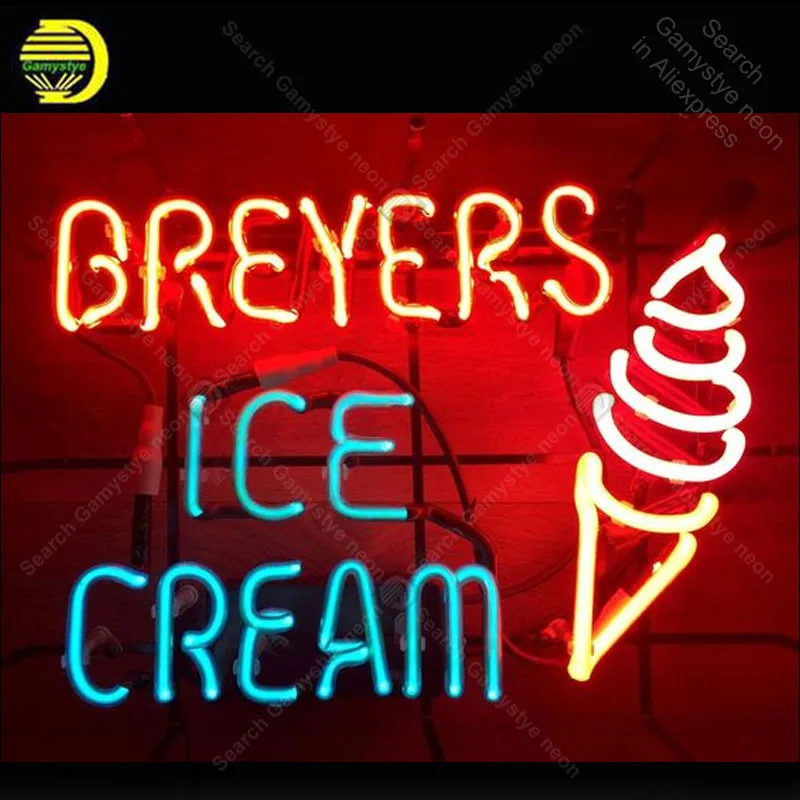 

Neon Sign for BREYERS ICE CREAM Advertise Neon Tube sign glass handcraft Decor windows Nean Sign light lamp Letrero Trade mark