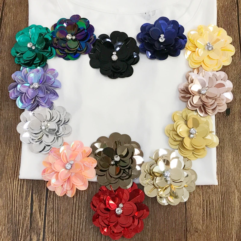 Multicolor large manual nail bead piece flower patch clothing bags shoes DIY accessories decorative flowers 3D applique