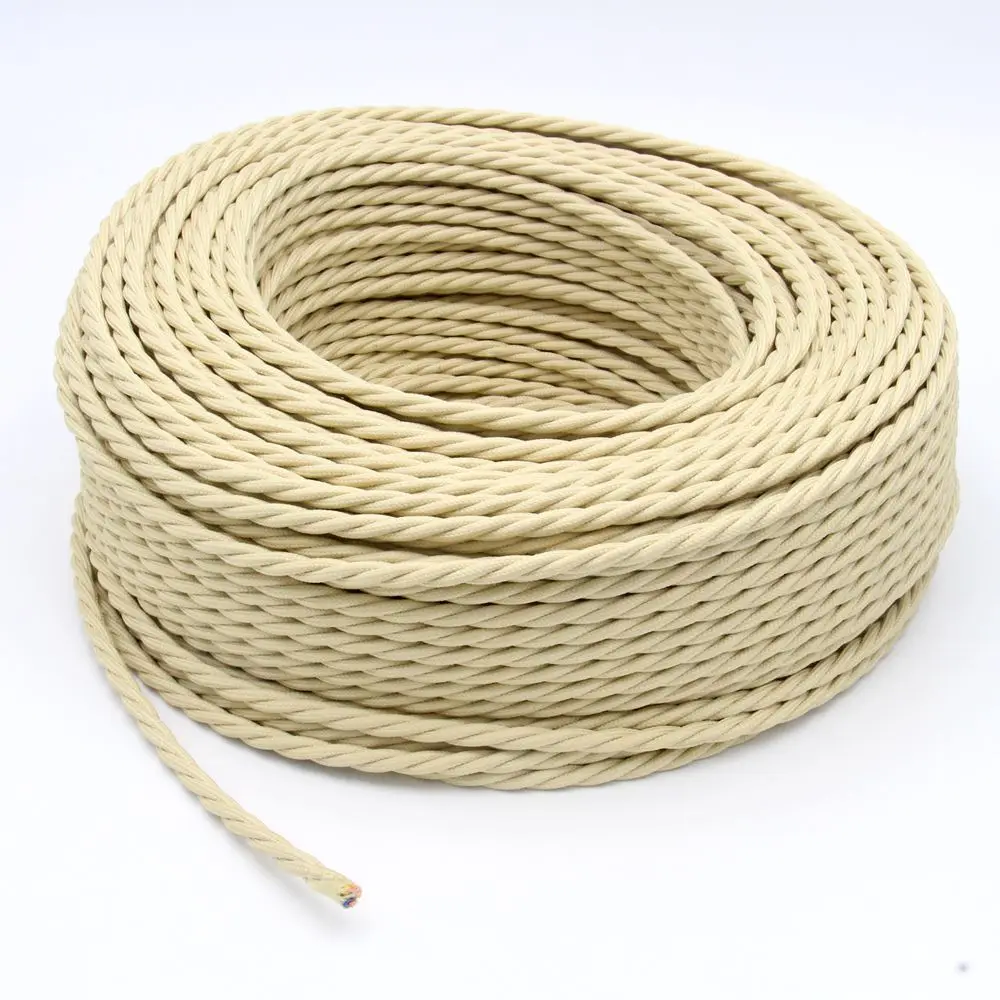 3 Core Vintage Textile Twisted Cable 3 Wire Fabric Braided Cable Cord  Electrical Wire for DIY Retro  Pendant Light