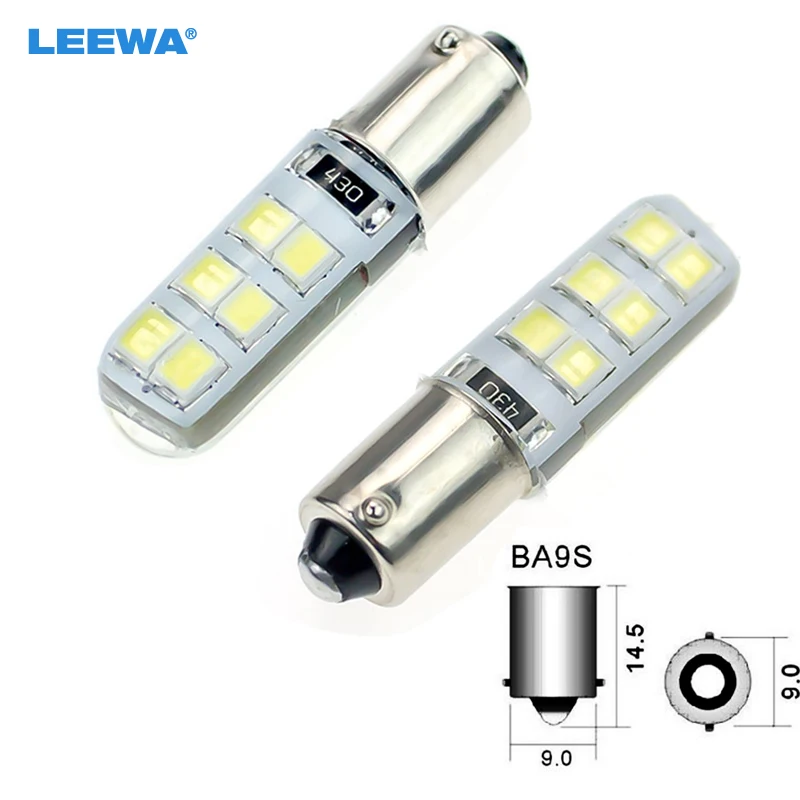 

LEEWA 200PCS White DC12V Car T4W BA9S 12SMD 2835 Chip Silicone Case LED License Plate Bulbs Lamp Door Light #CA4645