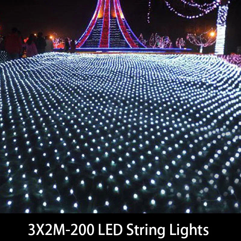 3*2m led string luz net luzes de natal ao ar livre luzes led decoração na parede luzes de fadas festa casamento pingente