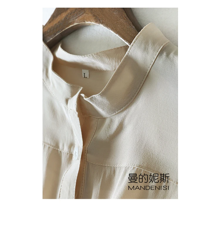 2023 Spring and Autumn three-quarter Sleeve Natural Silk Shirt office lady shirt