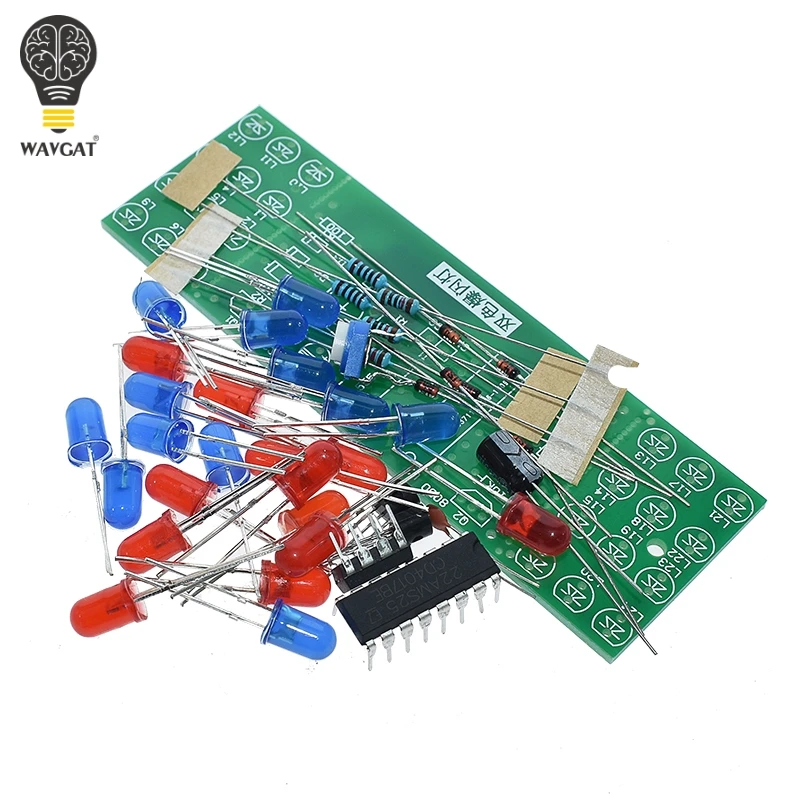 Red Blue Double Color Flashing Lights DIY Kit Strobe NE555 + CD4017 Electronic Practice Learning Kits Suite Parts Gift