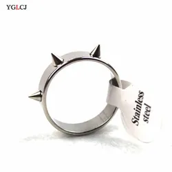 1 Punk Style Stainless Steel Couple Ring Spiked Rivet Cone Ring Anti-Wolf Ring Women'S Fashion Party Jewelry