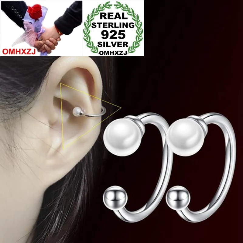 OMHXZJ Wholesale Sweet Cute Fashion OL Woman Girl Party Earrings Without Piercing No Pierced 925 Sterling Silver Ear Clip YS447