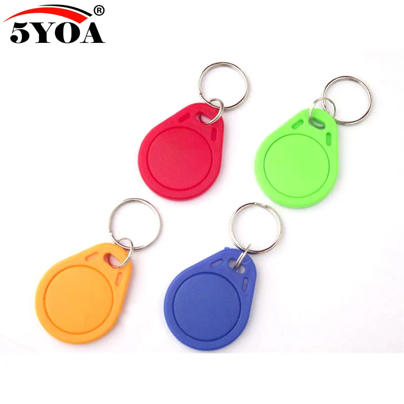 100pcs EM4100 125khz ID Keyfob RFID Tag Tags llaveros llavero Porta Chave Card Sticker Key Fob Token Ring Proximity Chip TK4100