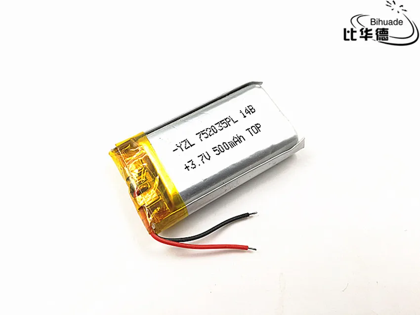 li-po Polymer 500 mah 3.7 V 702035 752035 smart home Li-ion battery for dvr GPS mp3 mp4