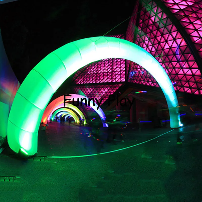 8x4mh inflatable white arch lighting LED arches decoration Colorful RGB Led light for advertising event entrance