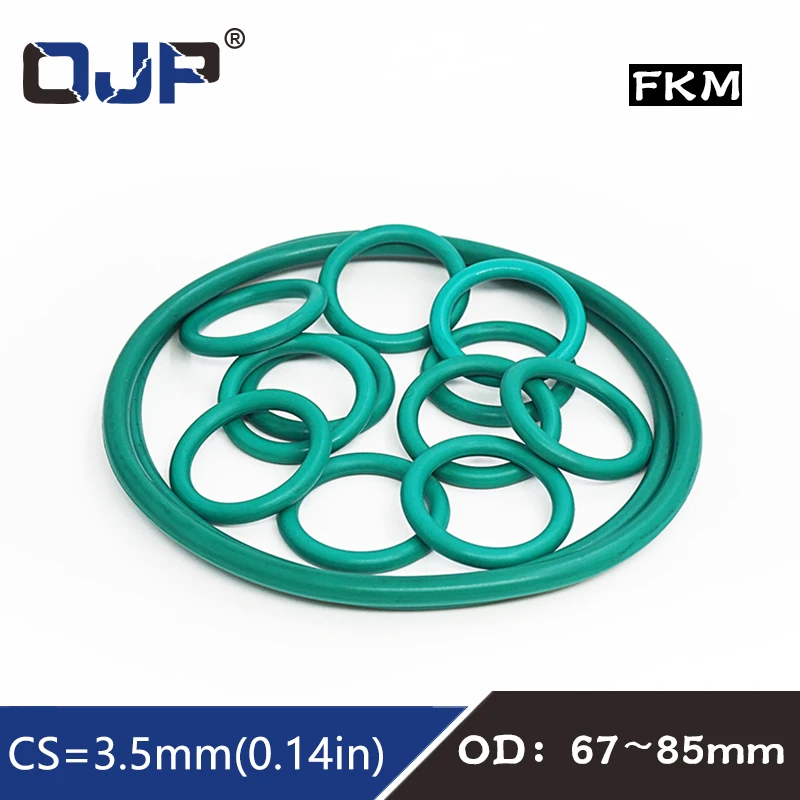 1PC Rubber Ring Green FKM O ring Seal 3.5mm Thickness OD67/68/70/72/74/75/76/78/80/82/85mm Rubber ORings seal Oil Ring Gasket