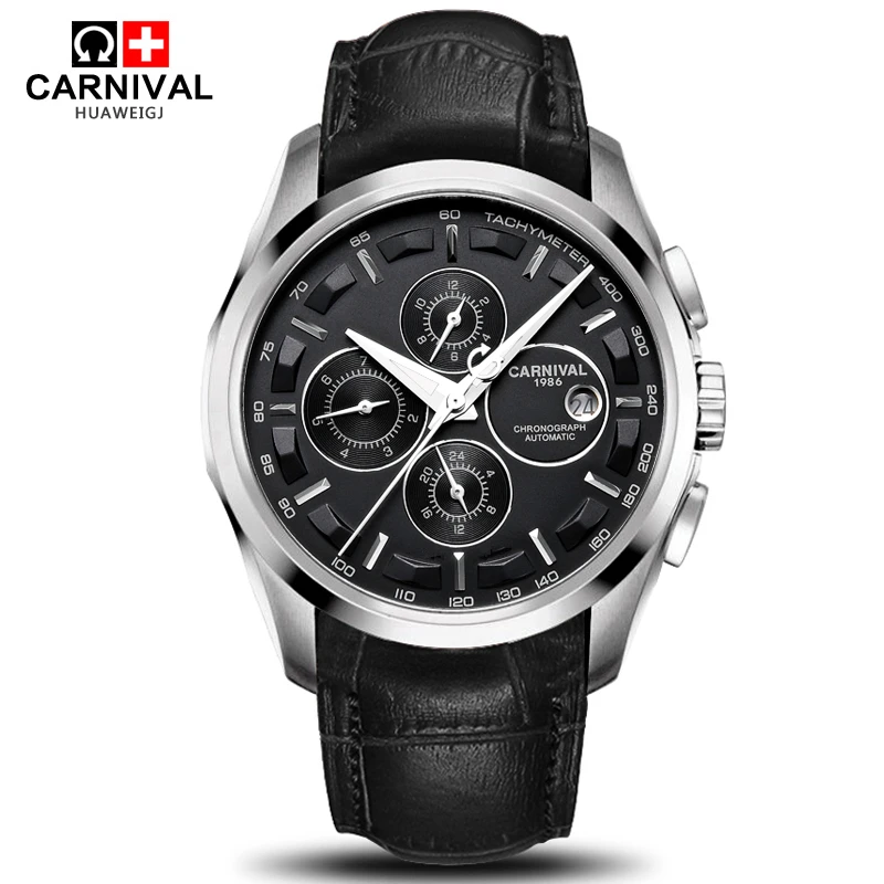 Automatic mechanical switzerland brand men wristwatches fashion luxury leather strap watch waterproof clock relogio reloj montre