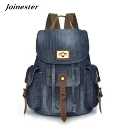 Denim Backpack Women Mochilas Daypack Ladies Casual Vintage Travel Bag Girls School Bags Anti-Theft Rucksack for Woman