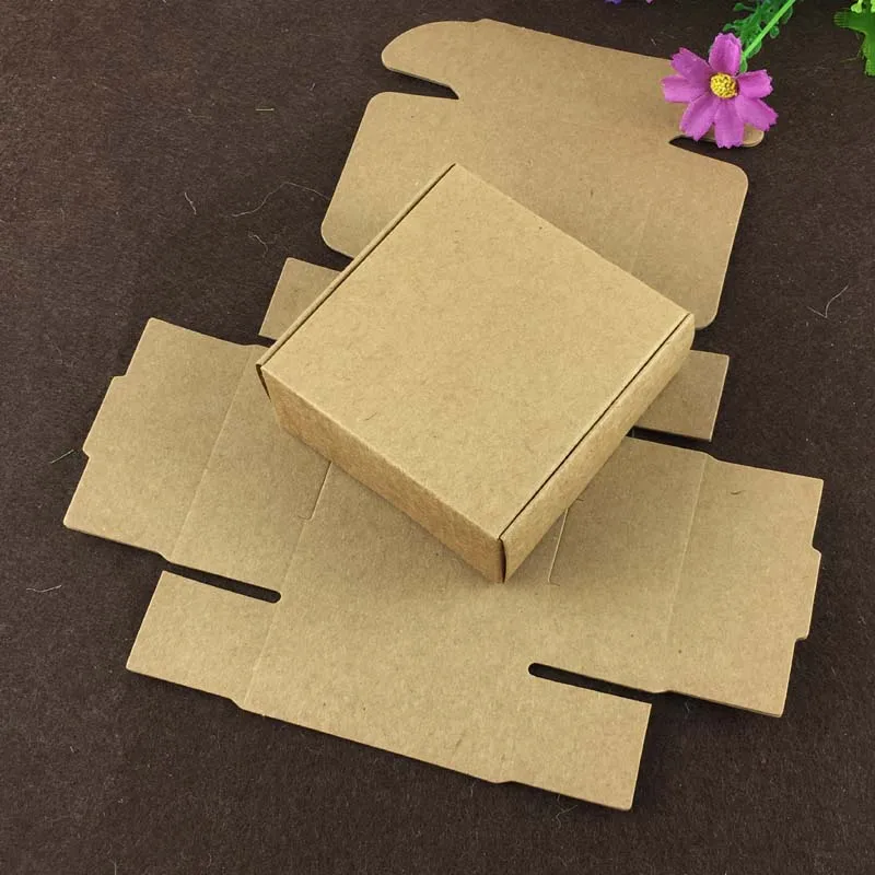 

100PCS 6.5*6.5*3cm Kraft Gift Box Paper Packing Box Blank Gift boxes Paper Gift Craft Power Blank Packaging Cardboard Boxes