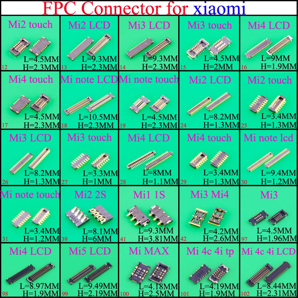 FPC Connector socket for Xiaomi Mi4 Mi4 Mi2 Mi3 Mi1 1s 2 2s 4c 4i Note MAX Touch & LCD Display Screen on motherboard mainboard