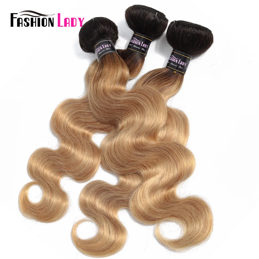 Mode Dame Pre-Farbige Peruanische Körper Welle Bundles Menschenhaar-webart Dark Blond Ombre Bundles 3/4 Bündel Pro Packung nicht-Remy