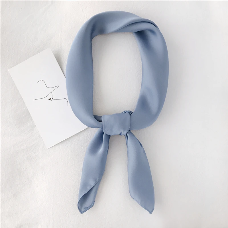 Luna&Dolphin Women Square Scarf 70x70cm Solid Color Brick Red Small Chiffon Silk Hair Tie Headbands Bandana Bag Spring Hijab