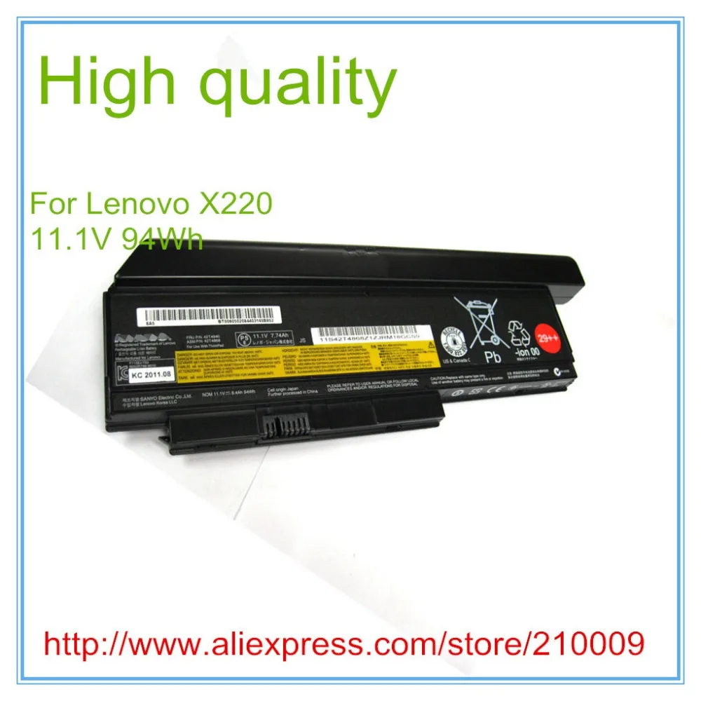 

Original Quality New Laptop Battery for X220 X220I X220S 42T4866 0A36283 42T4872 42T4942 94WH 29++ 9CELL