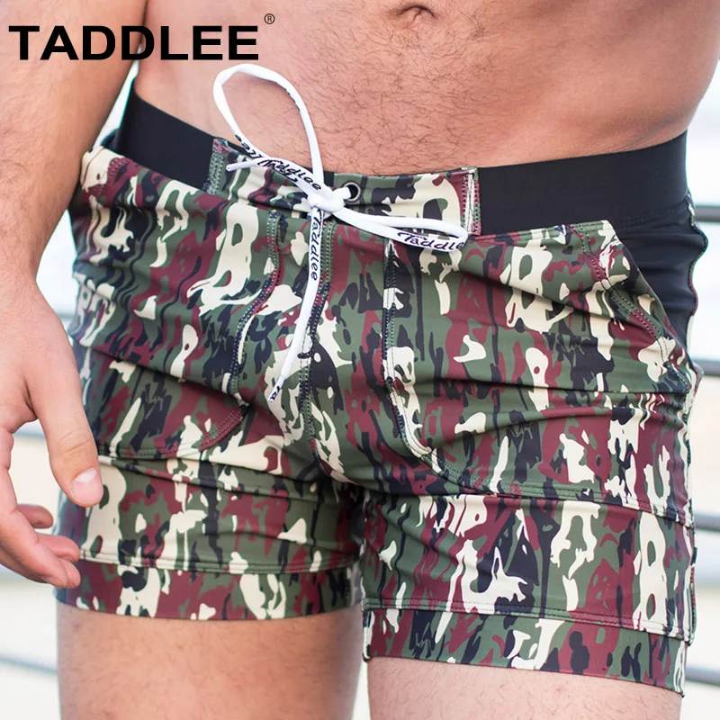 

Taddlee Brand Sexy Men's Swimwear Swimsuits Camo with Pockets Board Shorts Swim Boxer Briefs Bikini Beach Trunks Bathing Suits