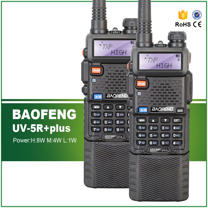 

Оригинальный аккумулятор Baofeng UV-5R plus, 2 шт., сверхвысокая мощность, 8 Вт/4 Вт/1 Вт, беспроводная рация, бесплатные наушники