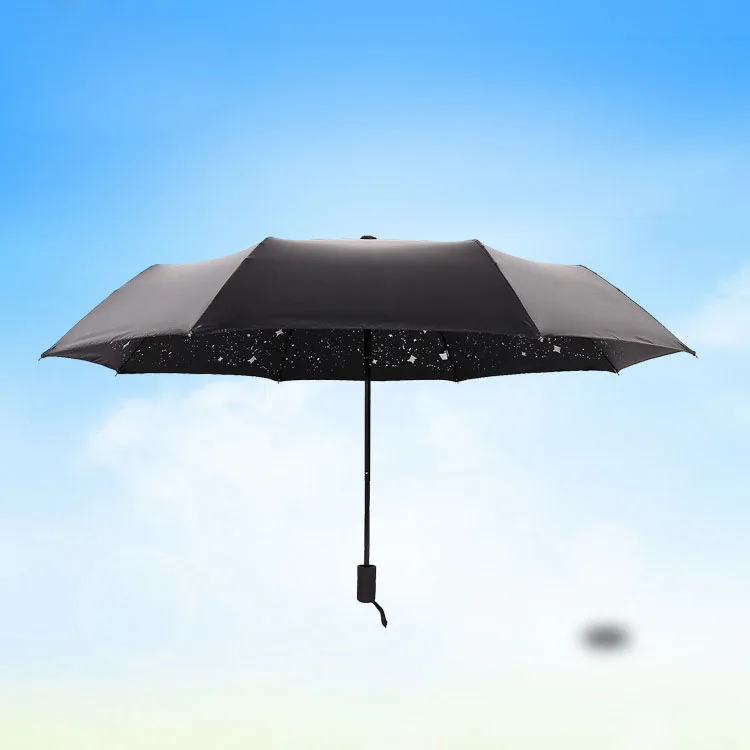 Star Sky Umbrella Three Folding Women Men Rain parasol Black Coating Umbrella Creative Novelty Items Star Sign Umbrellas