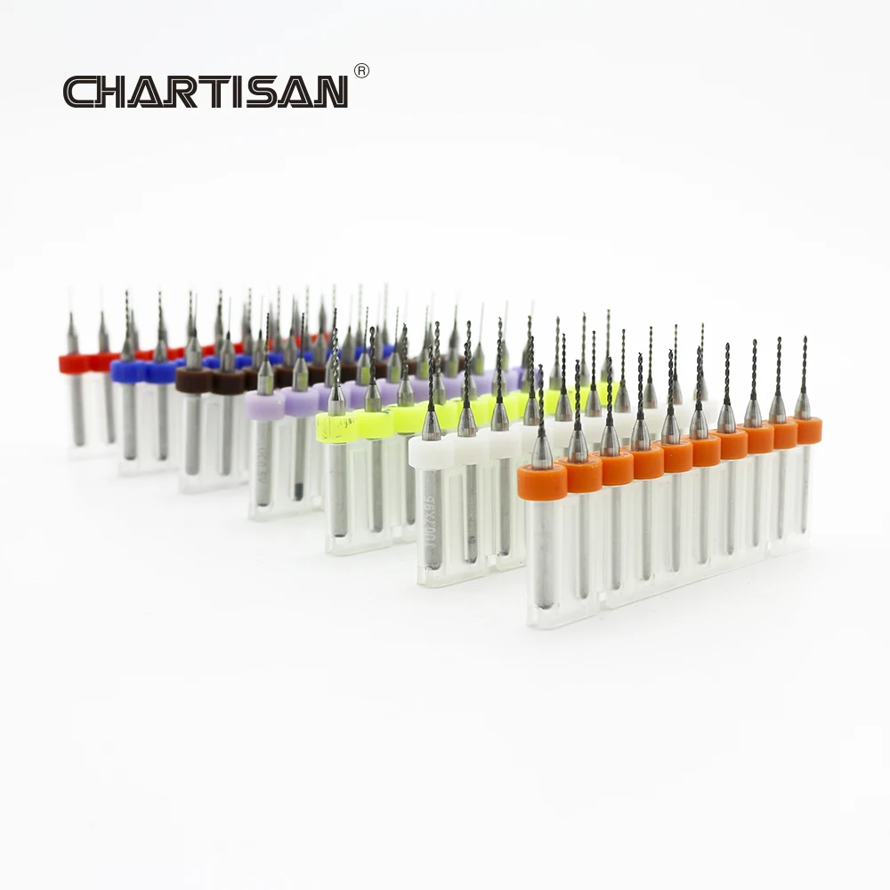 CHARTISAN-brocas de placa de circuito de impresión, microbrocas de carburo, taladro helicoidal CNC PCB, 0,3-1,2mm