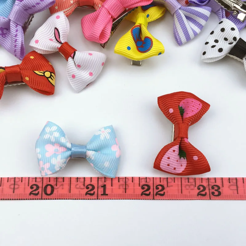 (100 pieces/lot) Cute Handmade Pet Hair Grooming Accessories 73 Colors Boutique Ribbon Dog Cat Hair Bows With Metal Clips