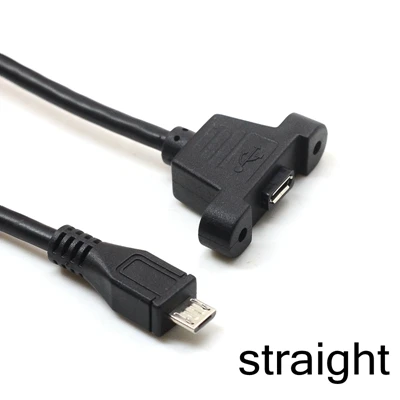 Angled Elbow Micro-USB 5pin 2.0 Male to Female Extension Cable 30cm/50cm with Panel Mount Hole - up down Right Left Options